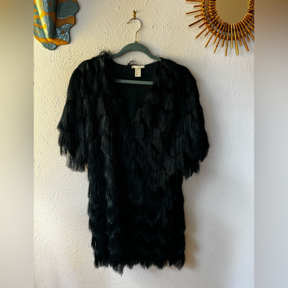 Dark Green Fringe Dress